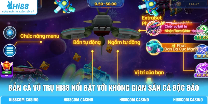 Bắn cá Vũ Trụ Hi88 nổi bật với không gian săn cá độc đáo