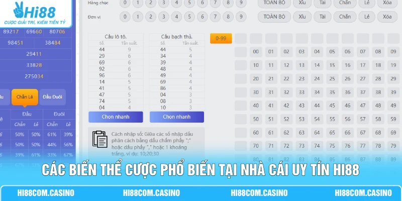 Các biến thể cược phổ biến tại nhà cái uy tín Hi88