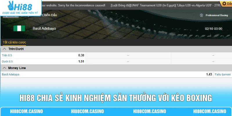 Hi88 chia sẻ kinh nghiệm săn thưởng với kèo Boxing