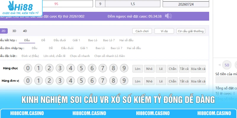 Kinh nghiệm soi cầu VR xổ số kiếm tỷ đồng dễ dàng