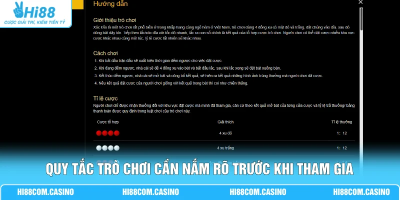 Quy tắc trò chơi cần nắm rõ trước khi tham gia