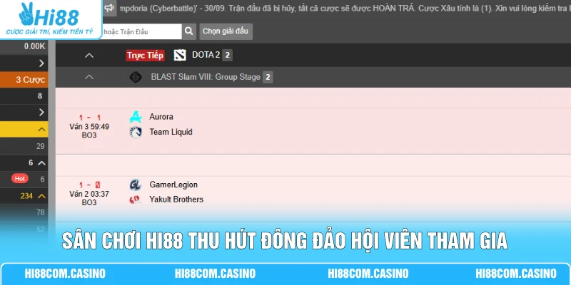 Sân chơi Hi88 thu hút đông đảo hội viên tham gia