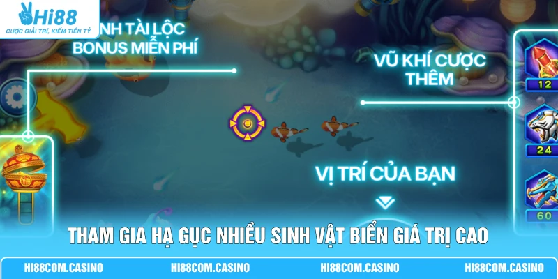 Tham gia hạ gục nhiều sinh vật biển giá trị cao