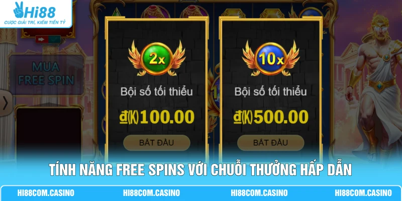 Tính năng Free Spins với chuỗi thưởng hấp dẫn
