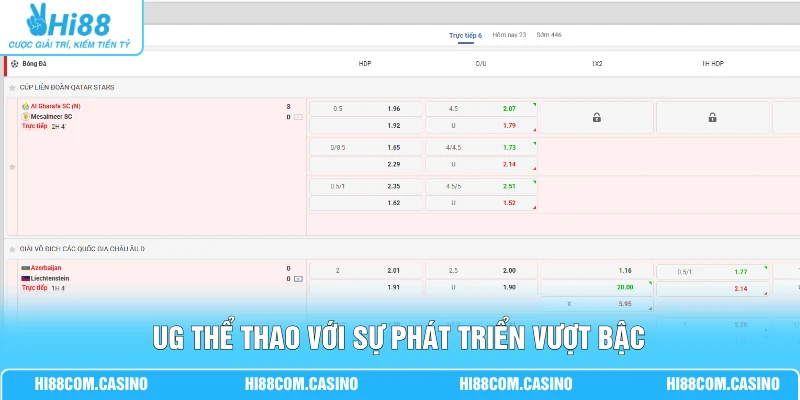 UG thể thao với sự phát  triển vượt bậc